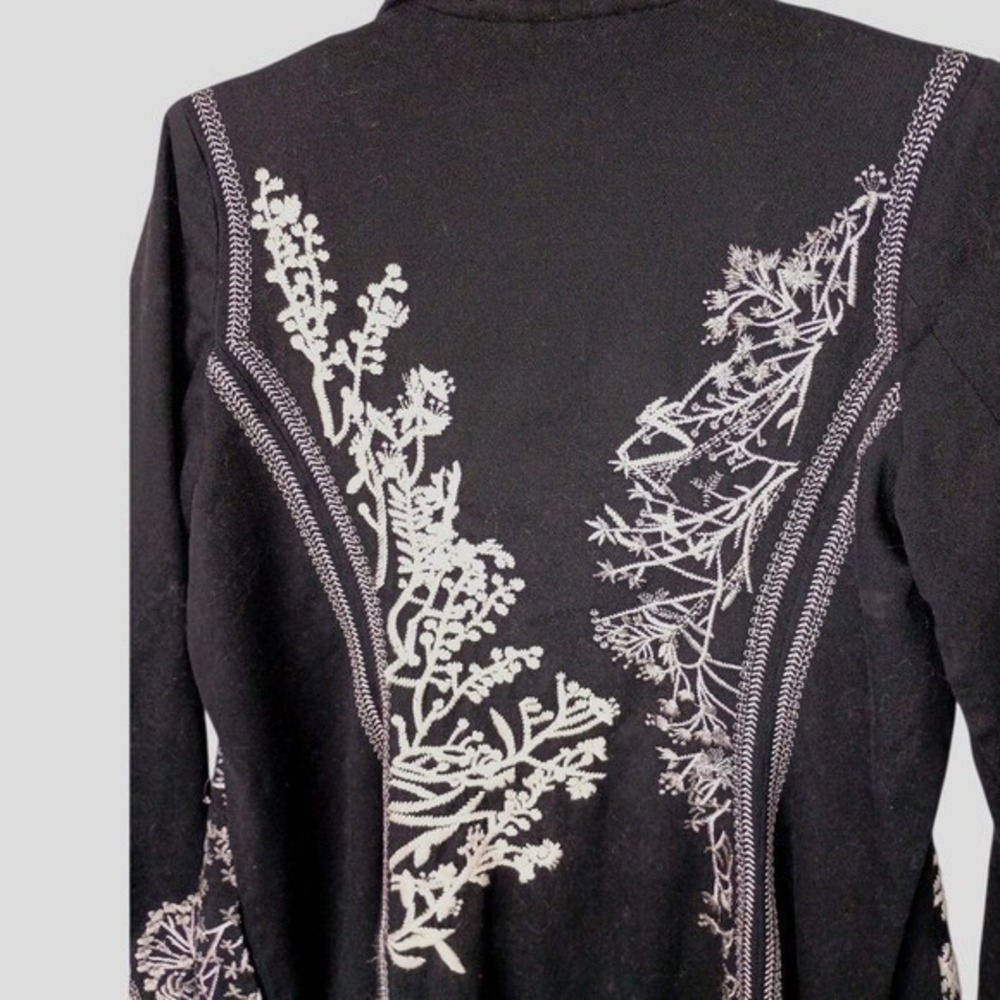 Paparazzi Womens Coat Sz S Embroidered Black Jacket Long Sleeves Y2K Bohemian - Picture 11 of 16